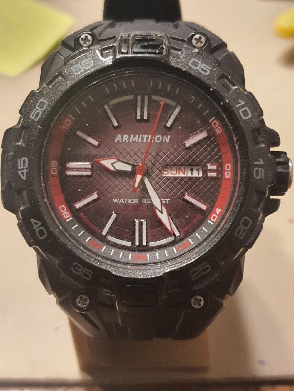 Armitron Pro Sport Black/Red Men's Watch w/ Day-Date